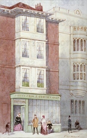 Button's pastry and confectionery shop, 187 Fleet Street, City of London, 1887. Artist: Frederick Napoleon Shepherd