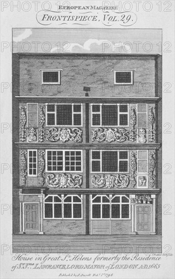 View of a house in Great St Helens, City of London, 1796. Artist: Thomas Prattent