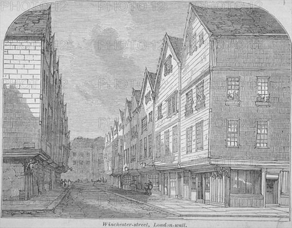 View of Great Winchester Street, City of London, 1850. Artist: Anon