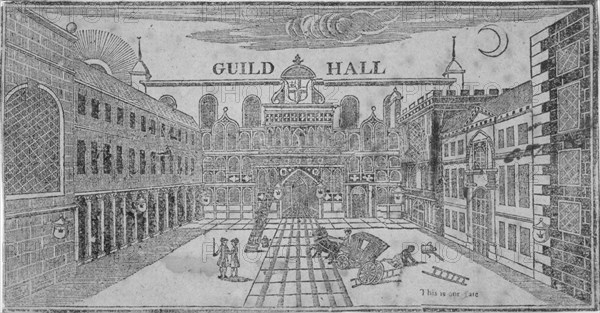 Front view of the Guildhall, looking north, City of London, 1750. Artist: Anon