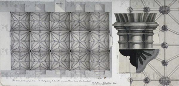 Guildhall Crypt, City of London, 1820. Artist: Robert Blemmell Schnebbelie