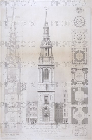 Church of St Mary le Bow, City of London, 1850. Artist: John Le Keux