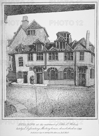 Building at the entrance of Little St Helen's, City of London, 1870. Artist: John Thomas Smith