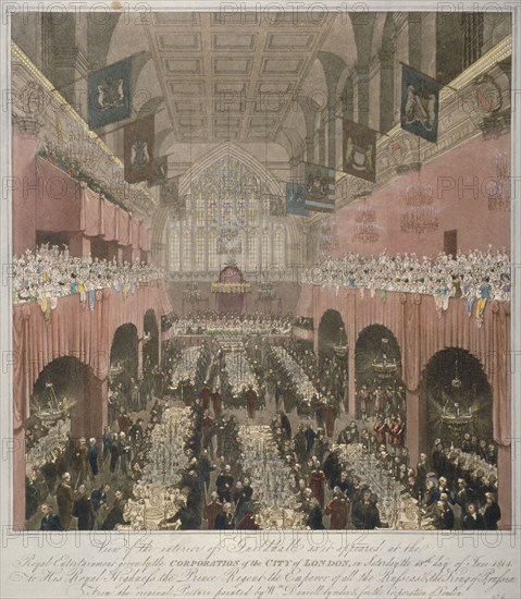 Banquet at the Guildhall, City of London, 1814 (1815). Artist: Anon