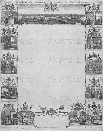 City of London Livery Companies and their arms, 1777. Artist: Anon