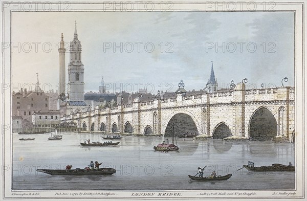 Old London Bridge, 1795. Artist: Joseph Constantine Stadler