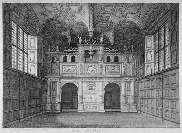 Interior view of Leathersellers' Hall, Little St Helen's, City of London, 1799. Artist: James Peller Malcolm