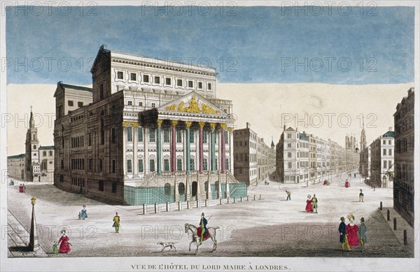 View of Mansion House, Cornhill and Lombard Street, City of London, 1790. Artist: Anon