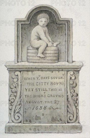 Stone relief, Newgate Street, City of London, 1820. Artist: Anon