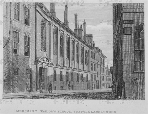View of the Merchant Taylors' School in Suffolk Lane, City of London, 1827. Artist: John Chessell Buckler