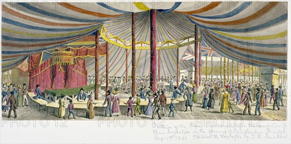 Royal opening of London Bridge, 1831. Artist: JH Fairholt