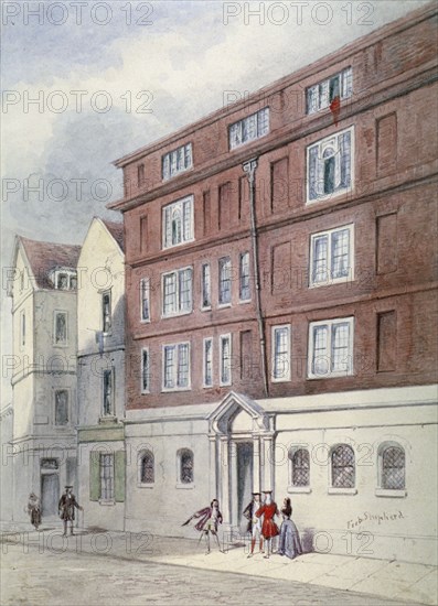 Residence of Titus Oates, Oat Lane, City of London, 1845. Artist: Frederick Napoleon Shepherd