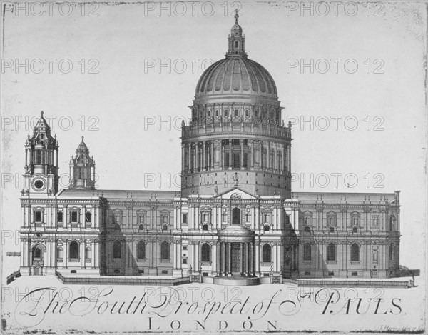 South view of St Paul's Cathedral, City of London, 1720. Artist: John Harris