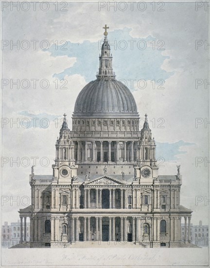West front of St Paul's Cathedral, City of London, 1780. Artist: Thomas Malton II