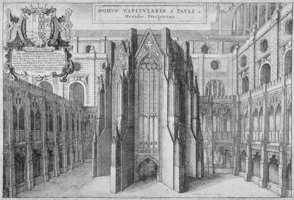 Part of the side of the old St Paul's Cathedral, City of London, 1656. Artist: Wenceslaus Hollar