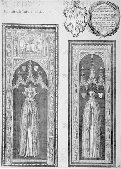 Brasses of John Newcourt and Brome Whorewood in old St Paul's Cathedral, City of London, 1656. Artist: Wenceslaus Hollar