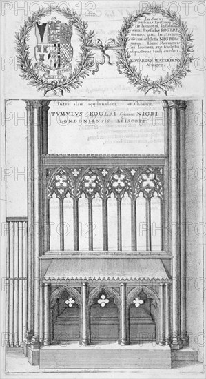 Tomb of Roger Niger, Bishop of London, in old St Paul's Cathedral, 1656. Artist: Wenceslaus Hollar