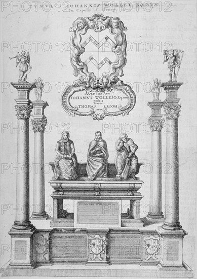 Monument of Sir John Woolley in old St Paul's Cathedral, City of London, 1656. Artist: Wenceslaus Hollar
