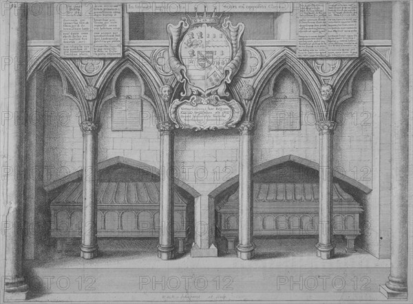 Monument in old St Paul's Cathedral, City of London, 1656. Artist: Wenceslaus Hollar