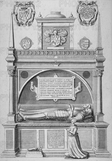 Monument of Sir Paul Heneage in old St Paul's Cathedral, City of London, 1656. Artist: Wenceslaus Hollar