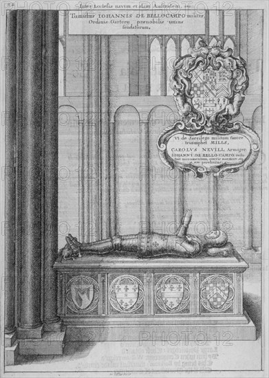 Tomb of John Beauchamp in old St Paul's Cathedral, City of London, 1656. Artist: Wenceslaus Hollar