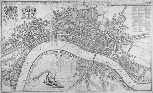 Map of the Cities of London and Westminster, Southwark and the suburbs, 1680. Artist: Anon