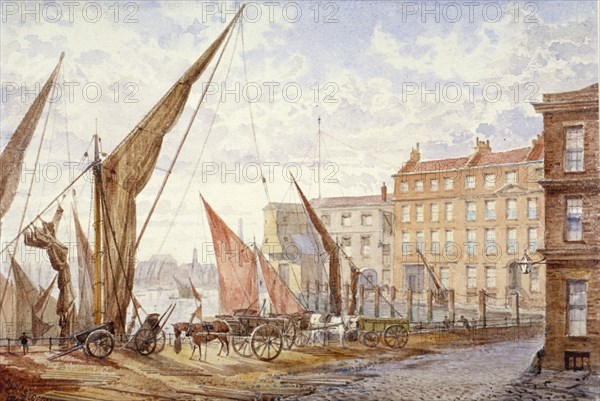 View of Maidstone Wharf, Queenhithe, City of London, 1865. Artist: Alfred Slocombe