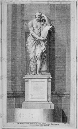 Dr Johnson's monument, by John Bacon, in St Paul's Cathedral, City of London, 1796. Artist: James Basire I