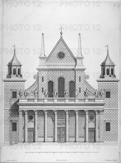 West front of the old St Paul's Cathedral, 1630s (1714). Artist: Hendrick Hulsbergh