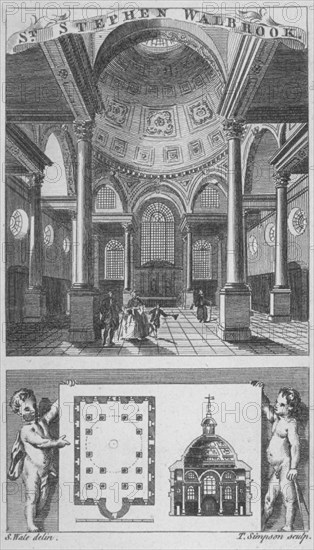 Church of St Stephen Walbrook, City of London, 1770. Artist: Edward Rooker