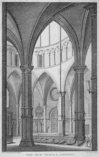 Interior view of Temple Church, City of London, 1785. Artist: James Newton
