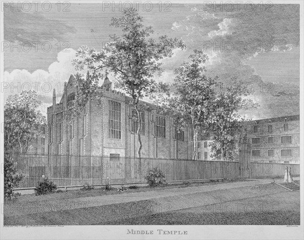 View of Middle Temple Hall from the south-west, Middle Temple, City of London, 1803. Artist: Anon