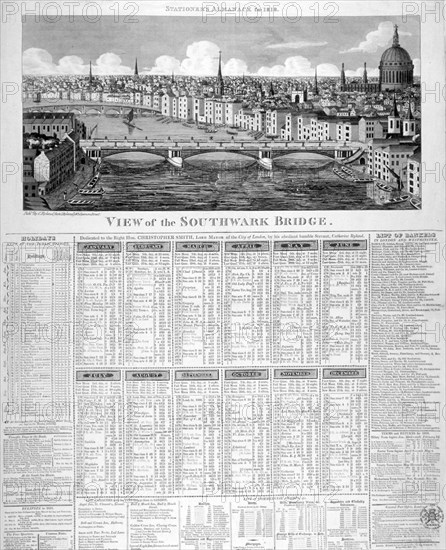 Southwark Bridge, London, 1818. Artist: Anon