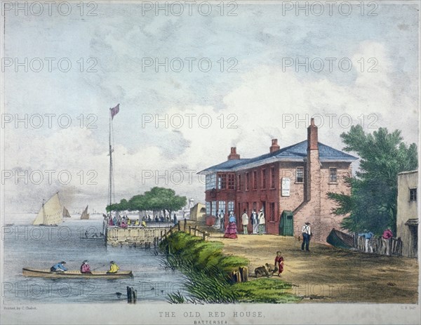 View of the Red House Inn on the banks of the River Thames, Battersea, London, 1850. Artist: Anon