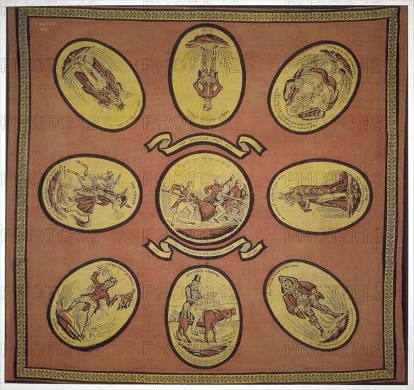 Handkerchief commemorating several events in the mayoralty of Alderman Sir John Key, 1831. Artist: Anon