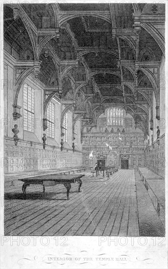 Interior view of Inner Temple Hall, City of London, 1804. Artist: John Greig