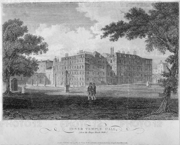 View of Inner Temple Hall from King's Bench Walk, City of London, 1804. Artist: John Greig