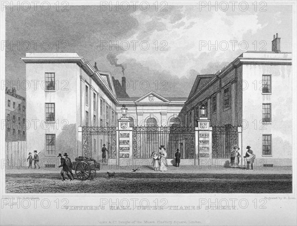 View of Vintners' Hall, Upper Thames Street, City of London, 1830. Artist: R Acon