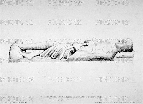 Effigy of William Marshall, Earl of Pembroke, Temple Church, City of London, 1840. Artist: Charles Alfred Stothard