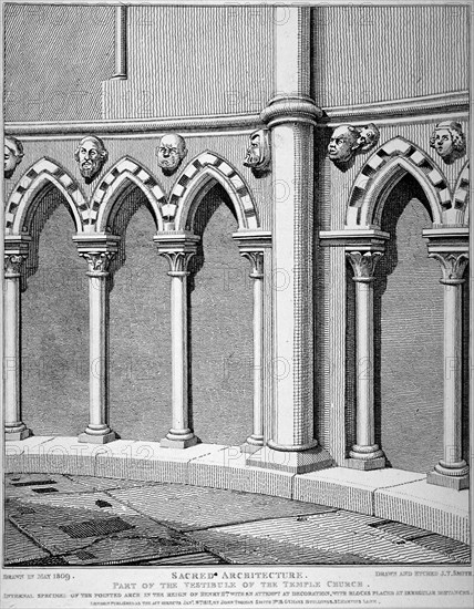 Part of the vestibule of the Temple Church, City of London, 1812. Artist: John Thomas Smith