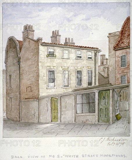 Back view of no 8, White Street, Moorfields, City of London, 1871. Artist: Charles James Richardson