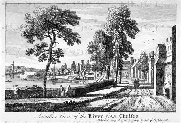 View of the River Thames from Chelsea, London, 1750. Artist: Jean Baptiste Claude Chatelain