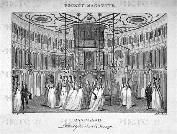 Interior view of figures in the Rotunda in Ranelagh Gardens, Chelsea, London, 1795. Artist: Thomas Rothwell