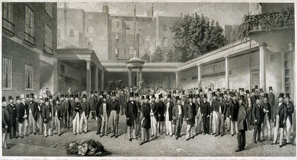 Tattersall's Horse Sale Yard at Hyde Park Corner, London, pre 1865 (1870). Artist: Charles Mottram