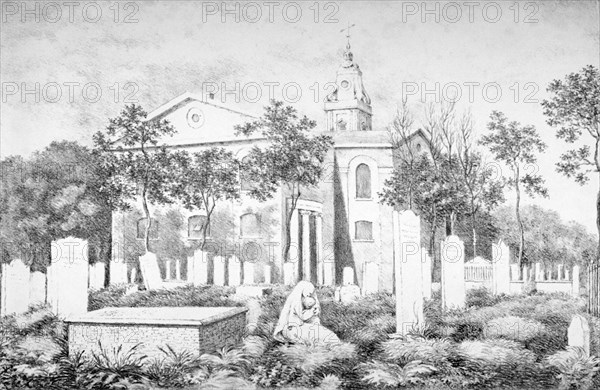 Church of St John at Hackney, London, c1820. Artist: A Gordon