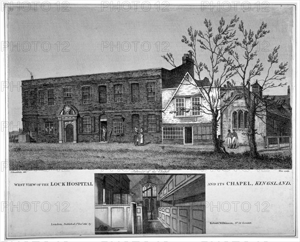 West view of the Lock Hospital, Kingsland Road, Hackney, London, 1815. Artist: William Wise