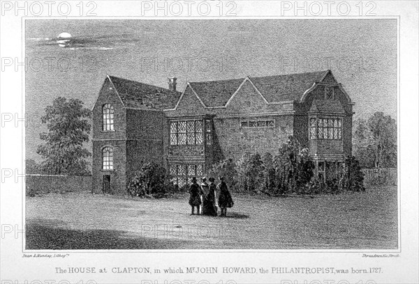 Birthplace of John Howard, philanthropist and prison reformer, Clapton, Hackney, London, c1830. Artist: Dean and Munday