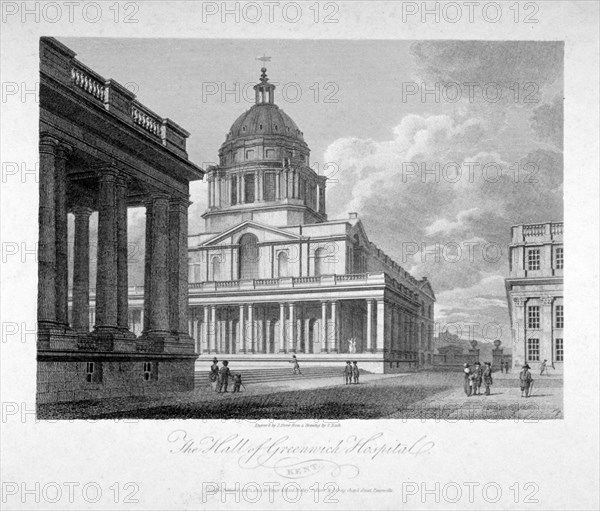 View of the Hall of Greenwich Hospital, London, 1804. Artist: James Sargant Storer