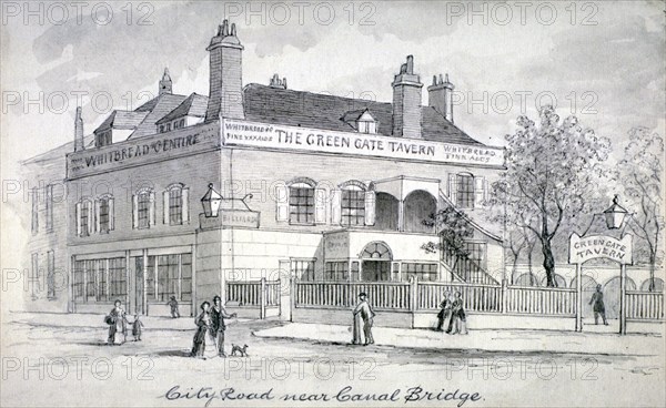 View of the Green Gate Tavern, City Road, Finsbury, c1850. Artist: Anon