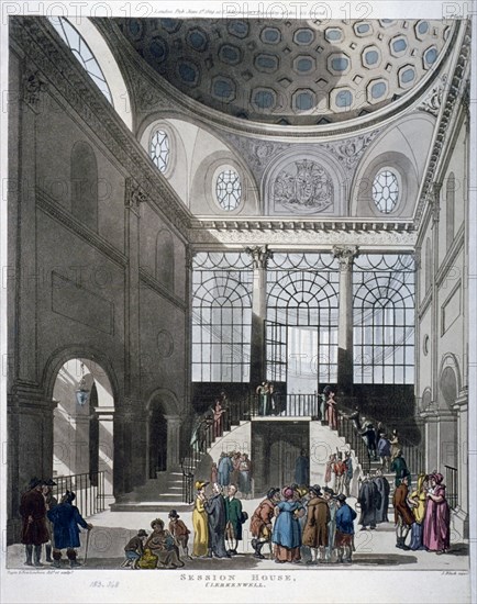 Interior view of the Middlesex Sessions House on Clerkenwell Green, London, 1809. Artist: Augustus Charles Pugin